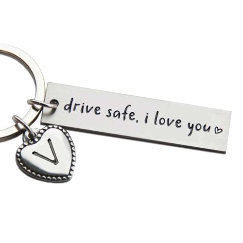 OFlyDesigns Personalized Initial Key Chain Gift, Drive Safe