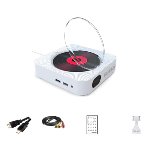 Juqoyue Lecteur Audio Multifonctionnel VCD CD DVD avec Enceinte Bluetooth, Radio FM, Lecteur CD Mural, Lecteur de Musique MP3 Mignon et Compact, Prise Secteur...