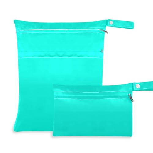 EtherSpher Mint Green reusable bag for swimming 2 Pack wet bag for swimsuit with handles for pool, gym
