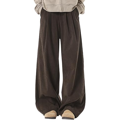 Pantalon baggy en velours côtelé homme coupe droite vintage
