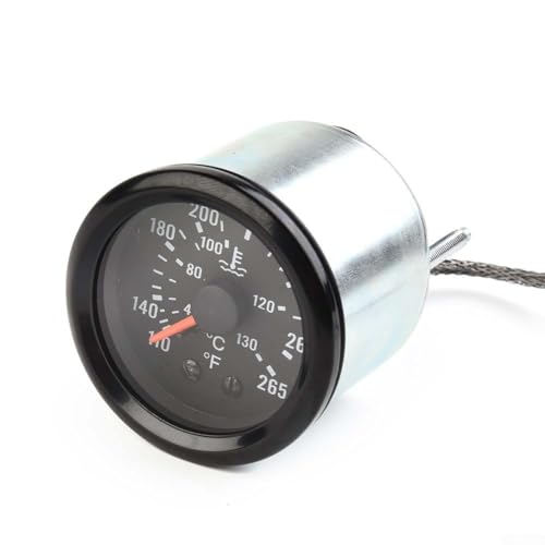 Jotekonoby Medidor de agua mecánico de 52 mm con sensor, escala dual 40-130°C/43.3-129.4 °C, retroiluminación LED blanca para vehículos de 12 V, cara negra
