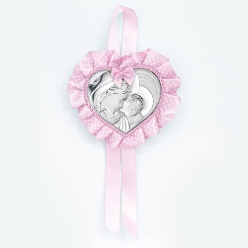 Sopraculla Medaglione Cuore Angelo Con Carillon - Argento E Rosa, 25x12cm, Con Scatola Regalo, Made In Italy - Foto 6