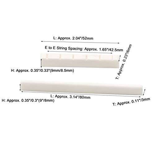 Disens 6 String Classical Guitar Bone Bridge Saddle And Nut,6 Pcs Ebony Guitar Bridge Pins Guitar Parts Accessories Set #TOP5