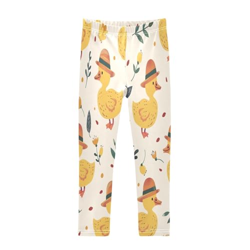 Toddler Girls Leggings Printed Yoga Pants Leggings Cap Yellow Duck for Kids