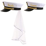 Bride & Groom Captain Hat Nautical Bachelor Bachelorette Party Hat Bridal Shower Wedding Accessories Newlywed Honeymoon Gifts