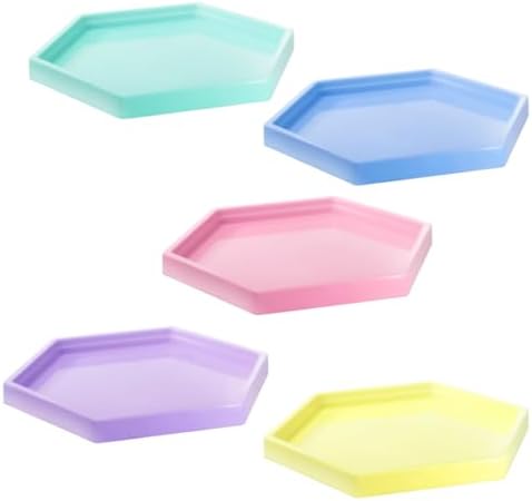 Kit 5 Bandejas Decorativas Sextavada 22cm Acrílico Candy Colors Festas