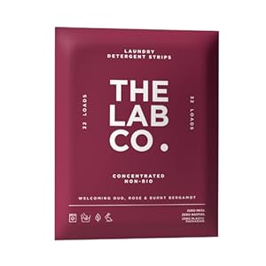 The Lab Co. Laundry Detergent Strips Sheets Eco Ultra-Concentrated Non-Bio Welcoming Oud Rose Bergamot Patchouli. For Hand and Machine Washing. For up 32 Loads