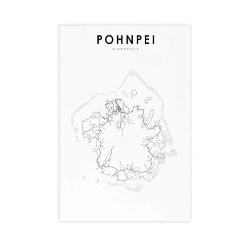 Impression sur toile carte de Micronésie pour décoration chambre 60x90