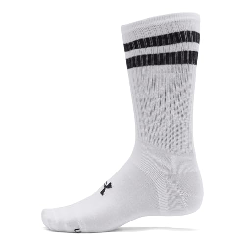Under Armour Unisex-Adult Essential Crew Socks 6 Pack, (101) White/White/Black, Large