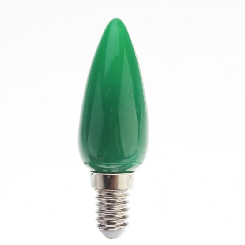HongHeFu Confezione da 50 lampadine a candela LED, E14 AC100-250V 0,8 W, luce decorativa a forma appuntita(Verde)