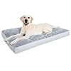 Washable Dog Bed for Large Dog, XL Crate Bed Plush Pet Kennel Pad with Non-Slip Bottom, Pet Sleeping Mat, 41×27 inch, Light Gray