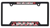 Elektroplate Officially Licensed - DC Comics Harley Quinn Automotive-Grade Black Plastic Open Corner License Plate Frame Tag Holder for Cars/SUVs/Trucks Weather-Proof Auto Accessory