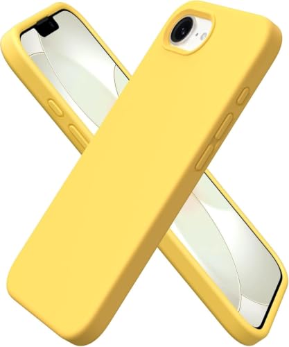 Image of DIZORO Compatible with iPhone 17e / 16e Case 6.1, Slim Liquid Silicone 3 Layers Full Covered Soft Gel Rubber Phone Cases Protective Back Cover 6.1 Inch - Yellow