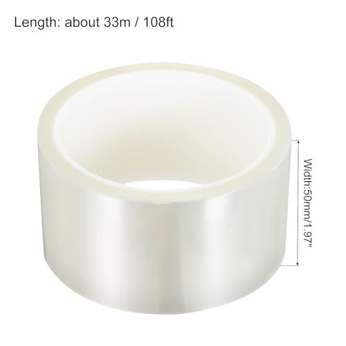 Image of uxcell Clear Heat Tape, 1 Roll 50mmx33m 108ft High Temperature Heat Resistant Tape for Sublimation,Heat Vinyl Press,Heat Transfer, Circuit Board, No Residue