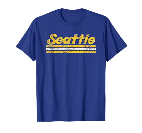 Seattle Washington Retro Vintage Weathered Stripe Throwback T-Shirt