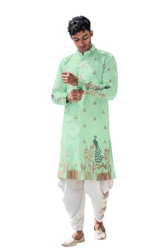 Image of Trustous Men's Pure Cotton Kurta Dhoti Set | Traditional Ethnic Wear for Festive, Wedding & Puja Occasion