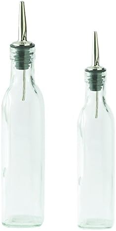 Glass Bottle Oil and Vinegar Dispensing Cruet Bottle With Pour Spouts 8 oz and 16 oz (Set of 2)