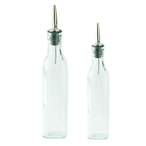 Glass Bottle Oil And Vinegar Dispensing Cruet Bottle With Pour Spouts 8 Oz And 16 Oz (Set Of 2) #TOP7