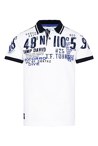 Camp David Herren Poloshirt mit Label-Applikationen Ivory XXL