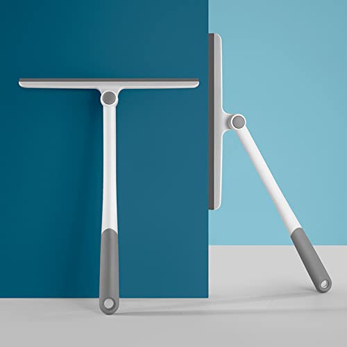 Image of Shower Squeegee - Grey Rotating Blade Window Mirror Squeegee, Soft Glass Cleaner for Home, Bathroom, Car Windshield Cleaning Small Squeegee All-Purpose Wiper Tool