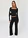 Trendy Queen Womens Long Sleeve Shirts Square Neck Going Out Crop Tops Fashion Y2k Workout Clothes Fall Outfits 2025 Black M