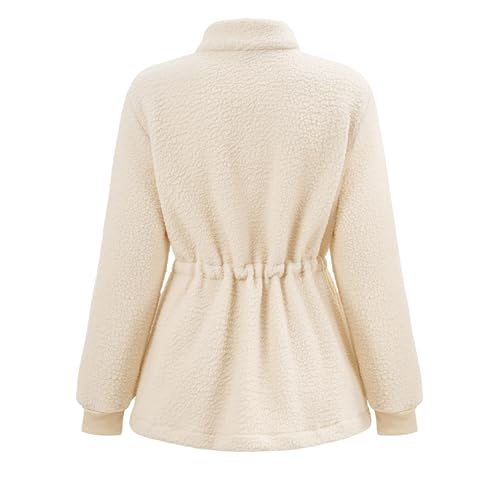 Manteaux pelucheux femme veste hiver ample cordon serrage zippée - 6