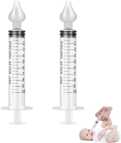 2 Pcs Baby Nasal Aspirator, Syringe Nasal Irrigator for Baby, Portable Baby Nasal Irrigator, Reusable Silicone Nasal Suction Tip, Safe and Comfortable Baby Nasal Aspirator (10 ML)