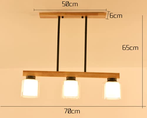 Lámpara colgante de 3 llamas con altura ajustable y diseño moderno de madera 4