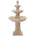 Grepatio Outdoor Pineapple Italian Water Fountain - 48.4" H Floor Bubbler Garden Waterfalls, 3 Tiered Roman Pillar Fountain for Indoor, Yard, Lawn and Garden Décor