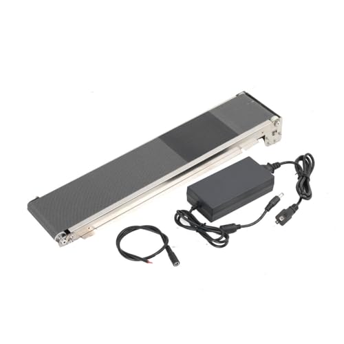 SOFEDY Metal Desktop Conveyor Belt Small Assembly Line Electric Conveyor Track Cargo Lane Automatic Conveyor Belt 460MMx85MM Load 3.5-5KG (with Power, 35RPM)