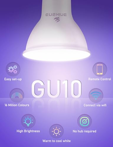 Enshine GU10 Smart Bulb, Tunable White and RGB Colour WiFi Light Bulbs, Compatible with Alexa and Google Home, Music Sync, Remote Control, High Brightness, 5W(50W), No Hub Required, 4 Pack - Image 3