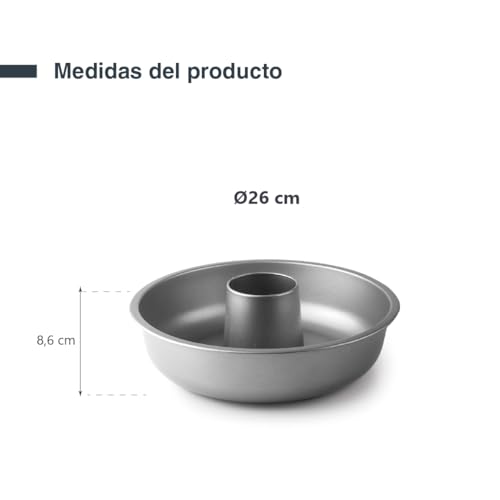 Miniatura 2 de Lacor - 68454 - Molde Savarin, Moldes Repostería, Molde Antiadherente, Libre De Pfoa, Apto Para Horno, Frigorífico Y Congelador, Fácil Limpieza, Acero Al Carbono, Ø26 Cm, Altura 8.6 Cm, 2.15 Litros