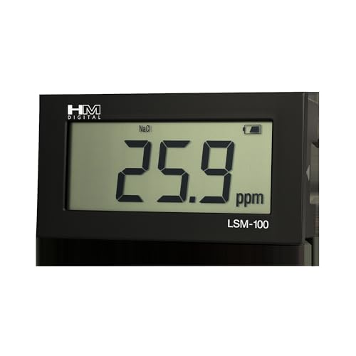 Image of HM Digital LSM-100 Professional EC /TDS Monitor Large Display, ATC, ±2% Accuracy, 0-9999 ppm Inline Conductivity Monitor with 3m Cable for RO Plants & Hydroponics
