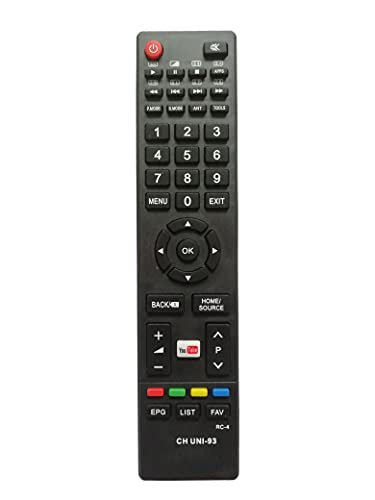 LipiWorld® RC-4 CH UNI-93 LED LCD Smart TV Remote with YouTube Function Compatible for Reconnect