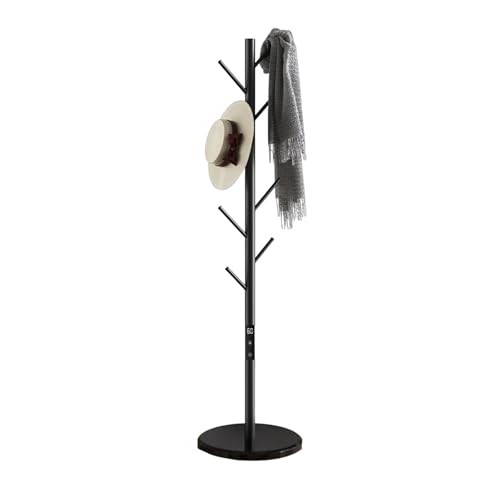 SWHC Toallero Electrico Baño 50W Radiador Toallero Electrico de Pie Calentador de Toallas Control Táctil 35-70°C, Temporizado 2-8H Secatoallas Electrico con 7 Ganchos y Base, Acero Dulce