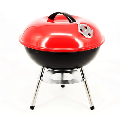 Nordic BBQ Store Portable 36 cm Camping Barbecue Grill, Small Charcoal Kettle Grill for Outdoor Use, Portable Charcoal Grill with Lid for Camping, Round Charcoal Grill