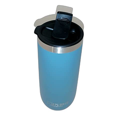 Tupperware Thermobecher Xploris to Go 470 ml Hot & Go Thermo Boy Thermal Isolierbecher Becher Kaffe Tee mitnehmen Edelstahl blau grau