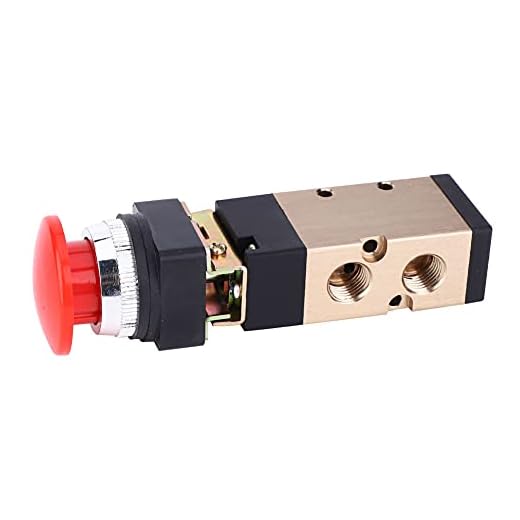 Válvula Mecánica Neumática MV-10A Botón Pulsador De Retorno Por Resorte De 2 Posiciones Y 5 Vías Válvula De Inversión PT De 1/4 Pulg. Compresor De Resorte De Aire Momentánea Botón Pulsador Vál