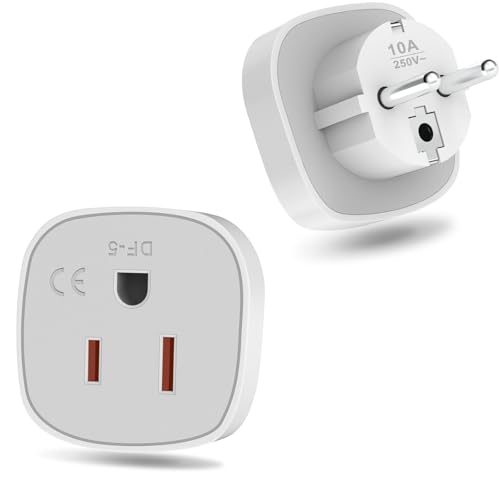 Lot de 2 adaptateurs de prise US vers EU, adaptateurs de voyage de type A/B vers type E/F pour utiliser des appareils électroniques américains en France, en...