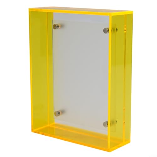 Jotekonoby Cadre photo flottant en acrylique pour mur et table - Cadre photo flottant néon avec couleurs vives décoratives pour galerie, maison, bureau (jaune)