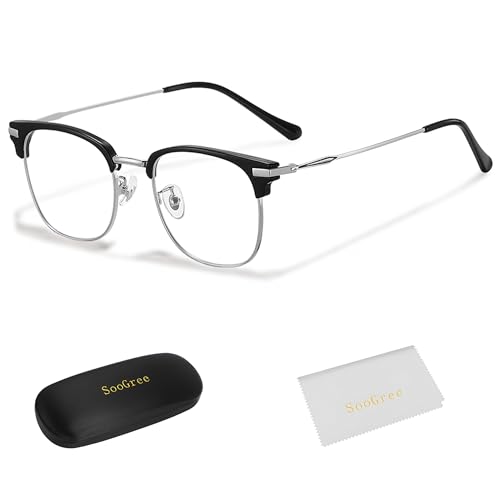Image of SooGree Blue Light Blocking Glasses Men Women Anti Blu-Ray Clear Gaming Glasses Half Frame UV 400 Anti Eyestrain Computer