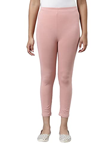 Image of GO COLORS Girls Solid Mid Rise Slim Fit Cropped Leggings