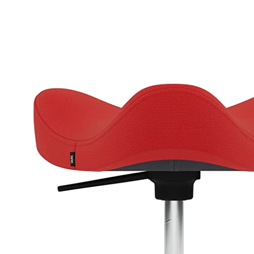 Image of Varier Move Tilting Saddle Stool, Height Adjustable Gaslift, Perfect for Any Height Adjustable Des, 10-Year Limited Warranty, Designed by Per Oye, Red /Black