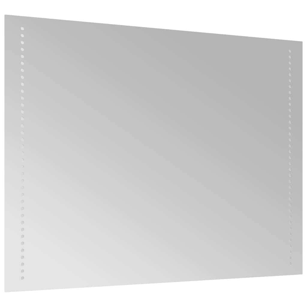 Espejo de baño LED de 80 x 60 cm, espejo de baño impermeable con protección IP65, puerto USB, espejo cosmético montado en la pared para lavabo, diseño moderno, espejo de maquillaje iluminado
