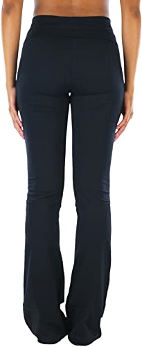 Tobeinstyle Women's Wide Waistband Wide Flare Leg Yoga Pants - Black - Medium #TOP1