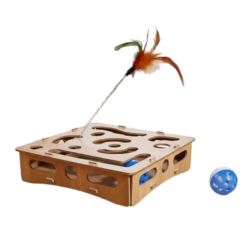 Geavonyg Indoor Cats Teaser Toy Sustainable Wood Materials Curious Kitties