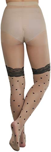 Image of ToBeInStyle Women's Valentine Day Themed Opaque Sheer Pantyhose w /Heart Love