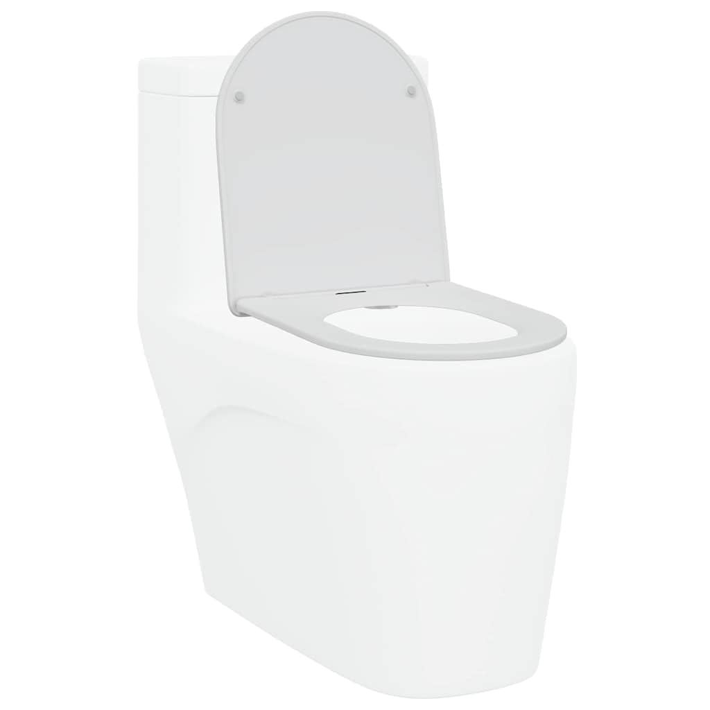 Toilettensitz Weiß aus Duroplast 47 x 36 x 3,4 cm mit Absenkautomatik WC Klodeckel Ersatz für Badezimmer, Toilettenbrille für Komfort und Montage