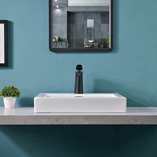 Davivy 18.7''X 17.2'' Rectangle Vessel Sink With Pop Up Drain,Bathroom Vessel Sinks,Bathroom Sinks Above Counter,White Vessel Sink,Counter Top Sink,Ceramic Vessel Sink For Bathroom #TOP6