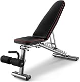 GYMAX Banco de Pesas Ajustable, Banco de Entrenamiento de Fuerza con 10 Posiciones de Respaldo, 3 de Asiento y 5 de Pie, Carga de hasta 300 kg, Banco de Abdominales, Entrenamiento de Cuerpo Completo